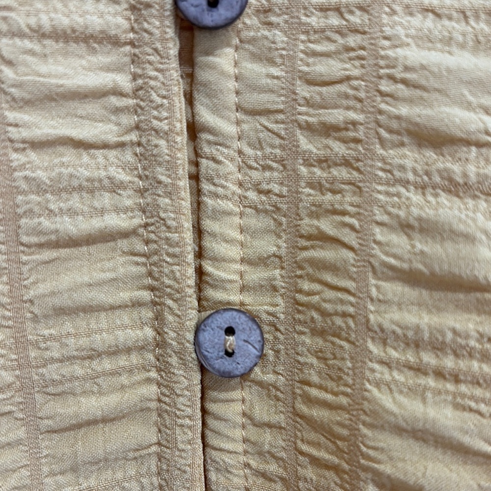 Mustard Button-Down Ruffle Top - Picture 2 of 7